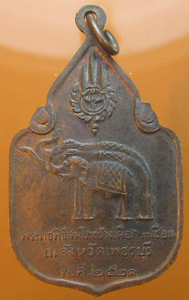  เหรียญพระราชพิธีสมโภชช้างเผือก3เชิอก ปี2521 เพชรบุรี
