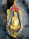 เสมารุ่นแรก หลวงพ่อหลาย วัดนาจอมเทียน เนื้อนวะหน้าทองทิพย์