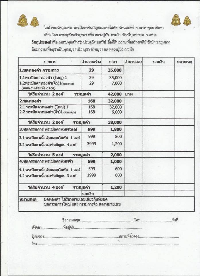 พระปิดตาชินบัญชรมงคลโสฬส หลวงปู่บัว ถามโก วัดศรีบูรพาราม