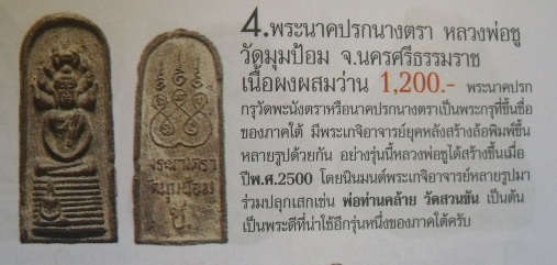 พระนาคปรกนางตรา (พิมพ์เล็ก) หลวงพ่อชู วัดมุมป้อม นครศรีธรรมราช ปี 2500