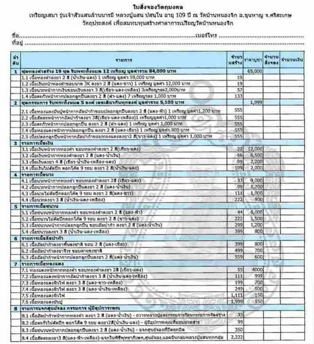 รายการจัดสร้าง