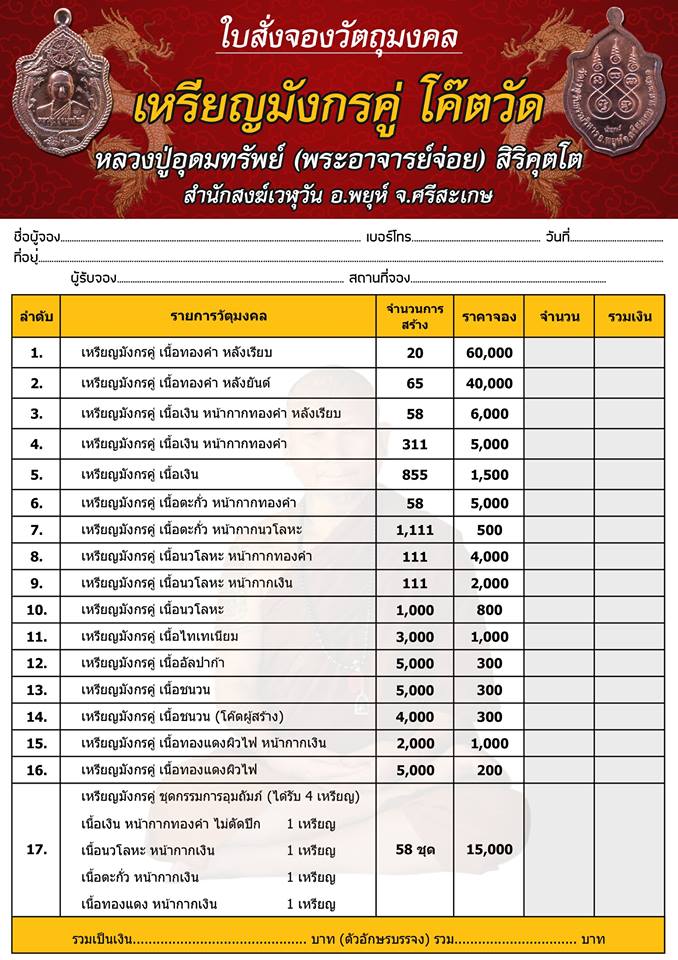 รูปแบบและรายการจัดสร้าง