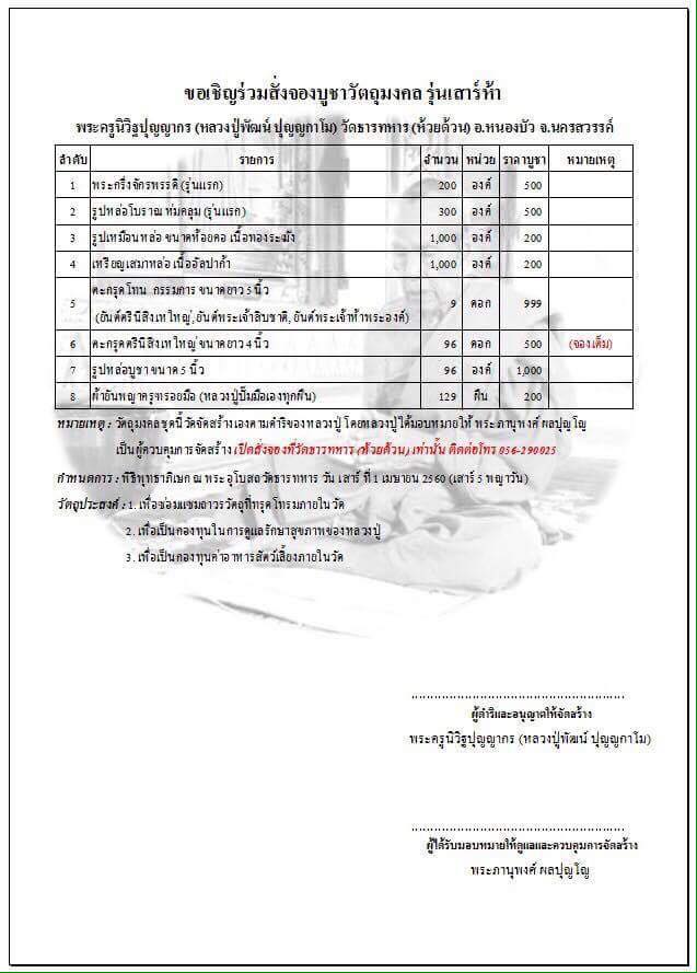 รายการจัดสร้าง