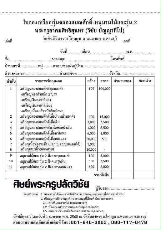 รายการจัดสร้าง