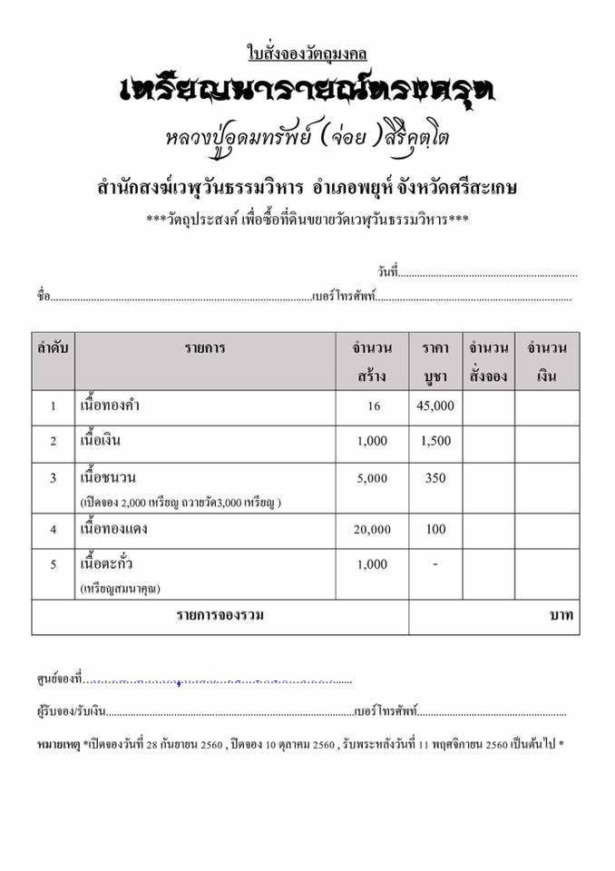 รูปแบบและรายการจัดสร้าง