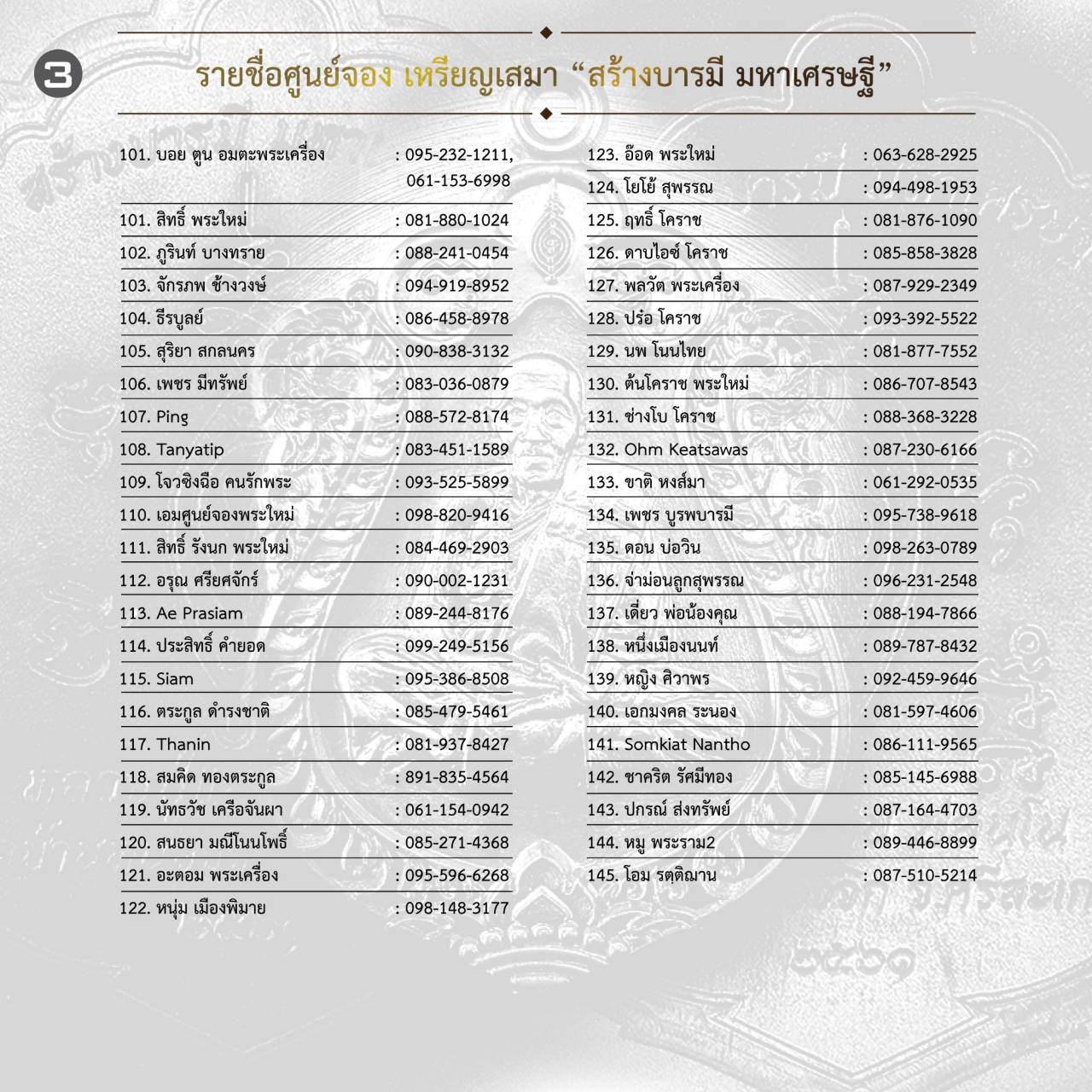 รายชื่อศูนย์จองมาตรฐาน