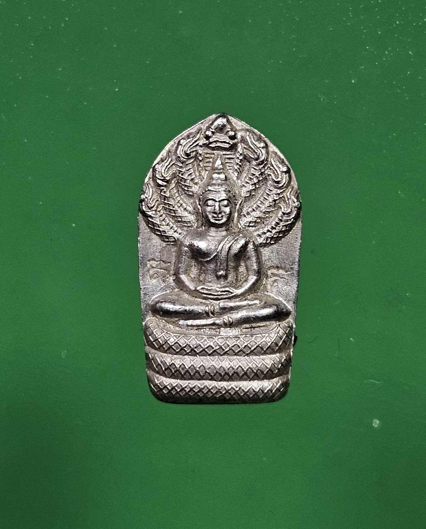 พระนาคปรกใบมะขาม เนื้อเงิน หลวงพ่อทองดำ วัดท่าทอง 