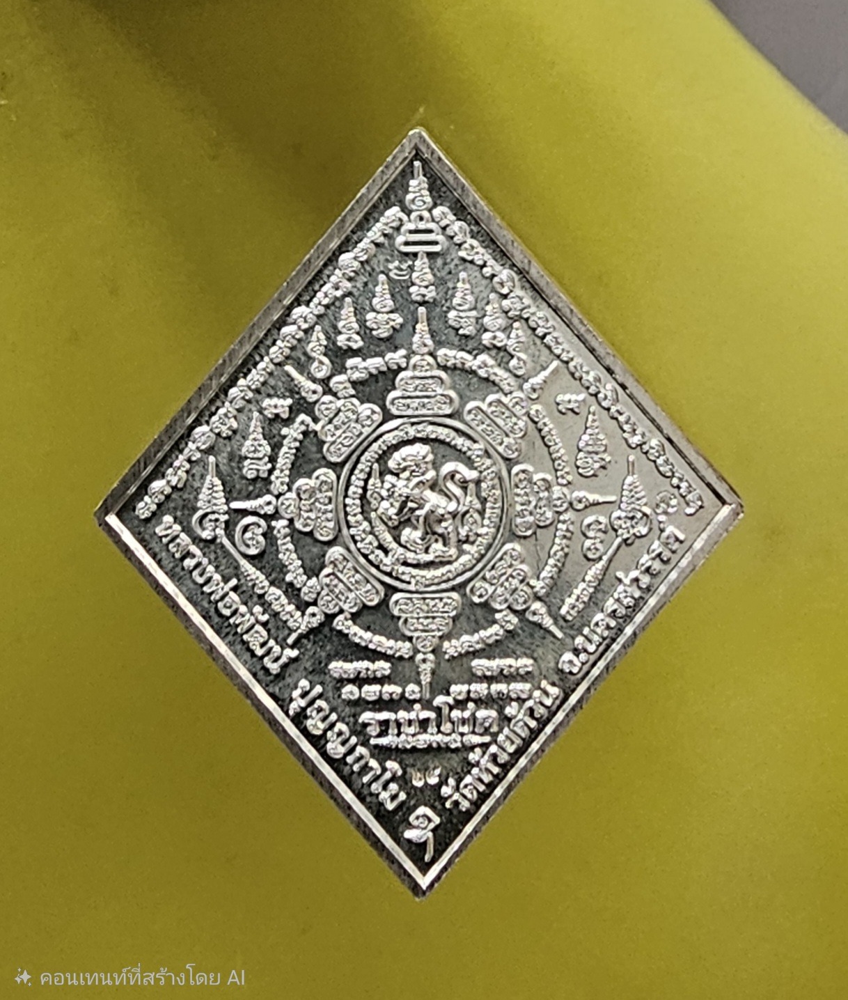 เหรียญพญาครุฑ ราชาโชค หลวงพ่อพัฒน์  เนื้อเงิน ลงยาฟ้า